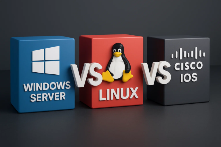 Windows Server vs Linux vs Cisco IOS comparison table