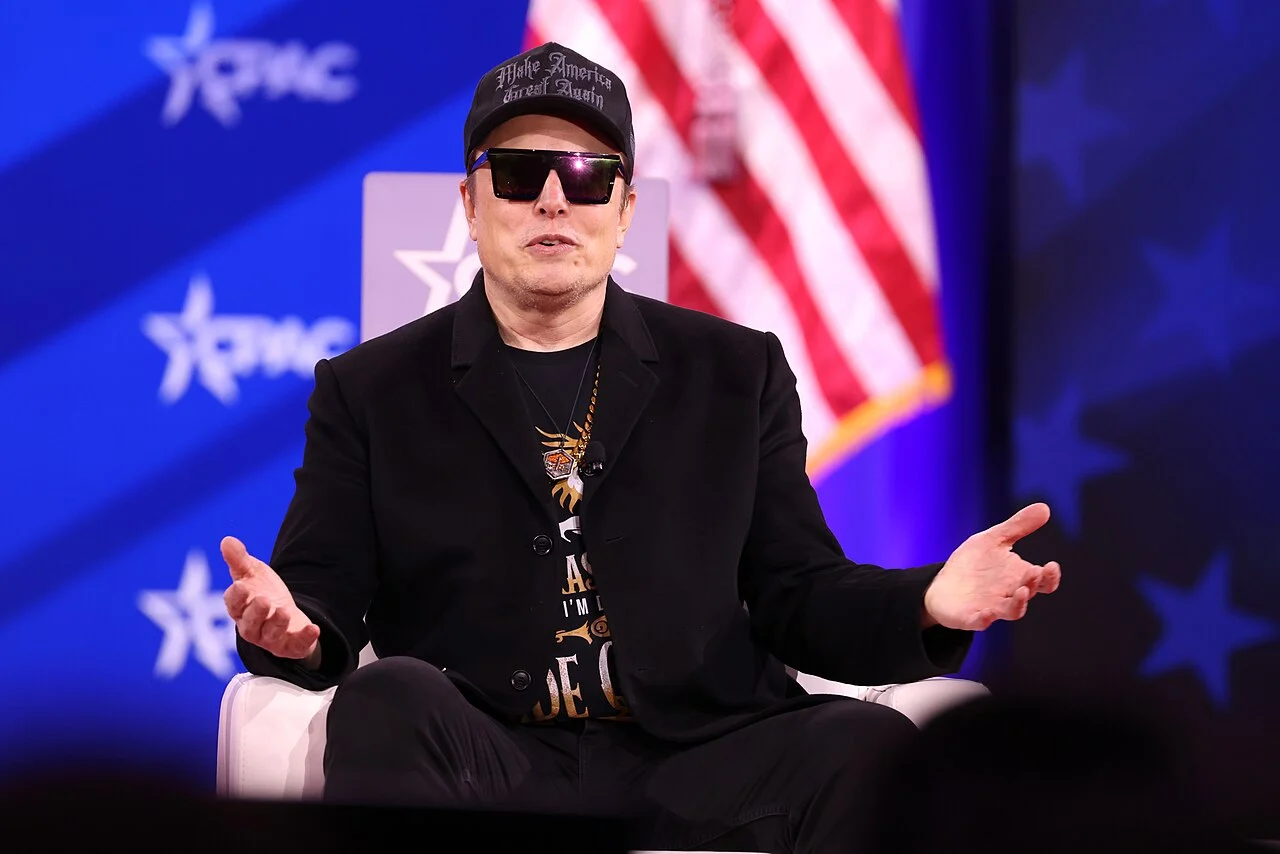 Elon Musk speaking at CPAC in February 2025