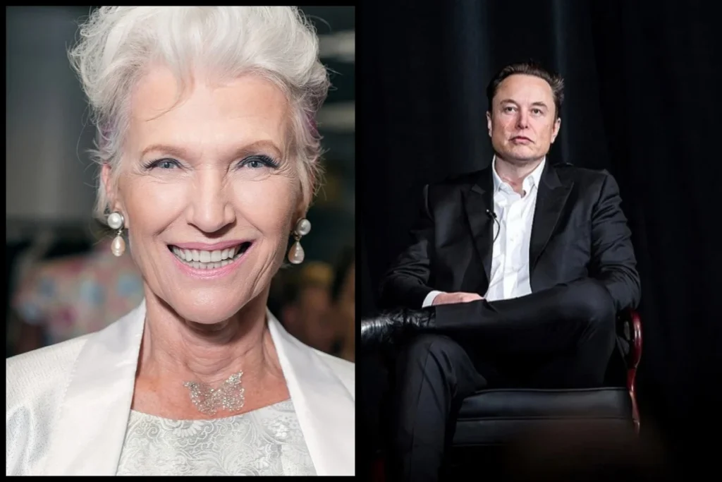 Maye Musk and Elon Musk side by side