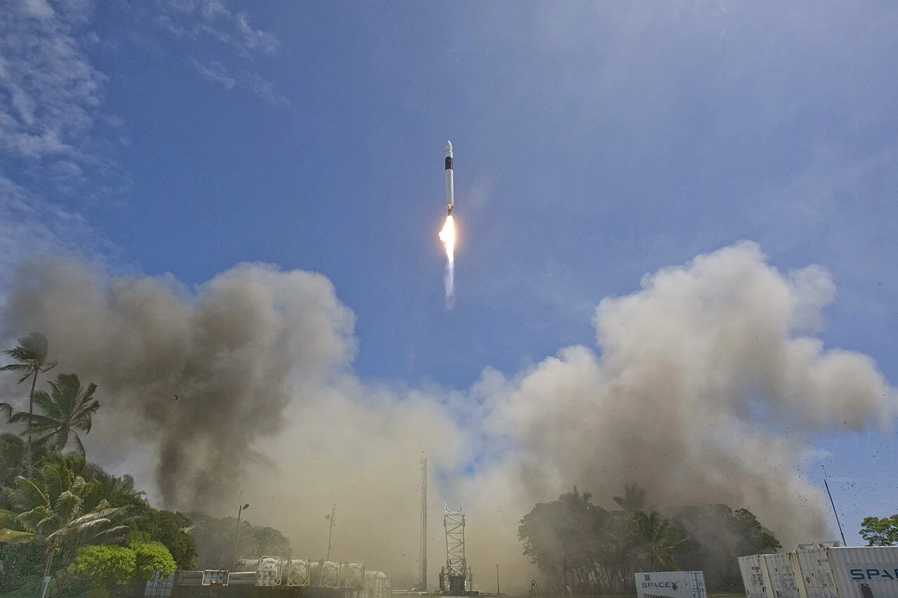 SpaceX's Falcon 1 rocket launching from Omelek Island on September 28, 2008
